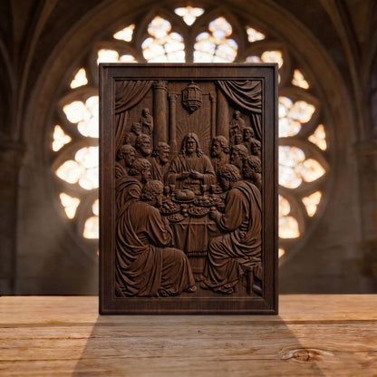 The Last Supper 2 Plain Frame Wooden Carved Handmade Christian Icon  Byzantine Greek Orthodox Home Decor Cretan Holy Carvings