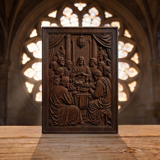 The Last Supper 2 Plain Frame Wooden Carved Handmade Christian Icon  Byzantine Greek Orthodox Home Decor Cretan Holy Carvings