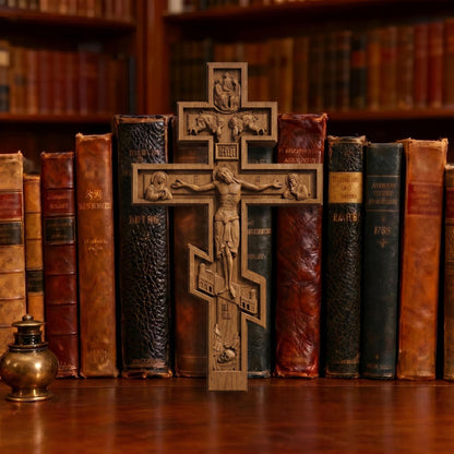 Hand Carved Cross No 1 | Wood Byzantine Greek Christian Wall Art