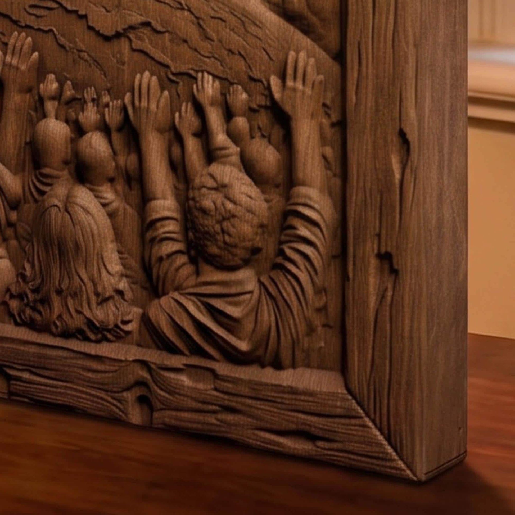 Jesus Blessing the World Wooden Carved Handmade Christian Icon  Byzantine Greek Orthodox Home Decor Cretan Holy Carvings