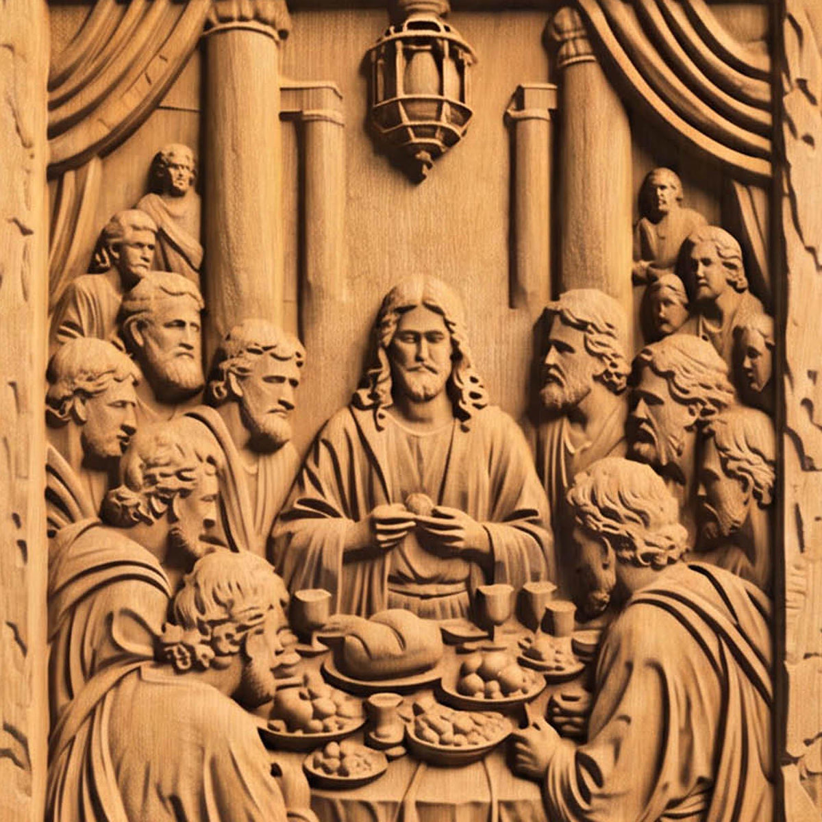 The Last Supper 2 Rustic Frame Wooden Carved Handmade Christian Icon  Byzantine Greek Orthodox Home Decor Cretan Holy Carvings
