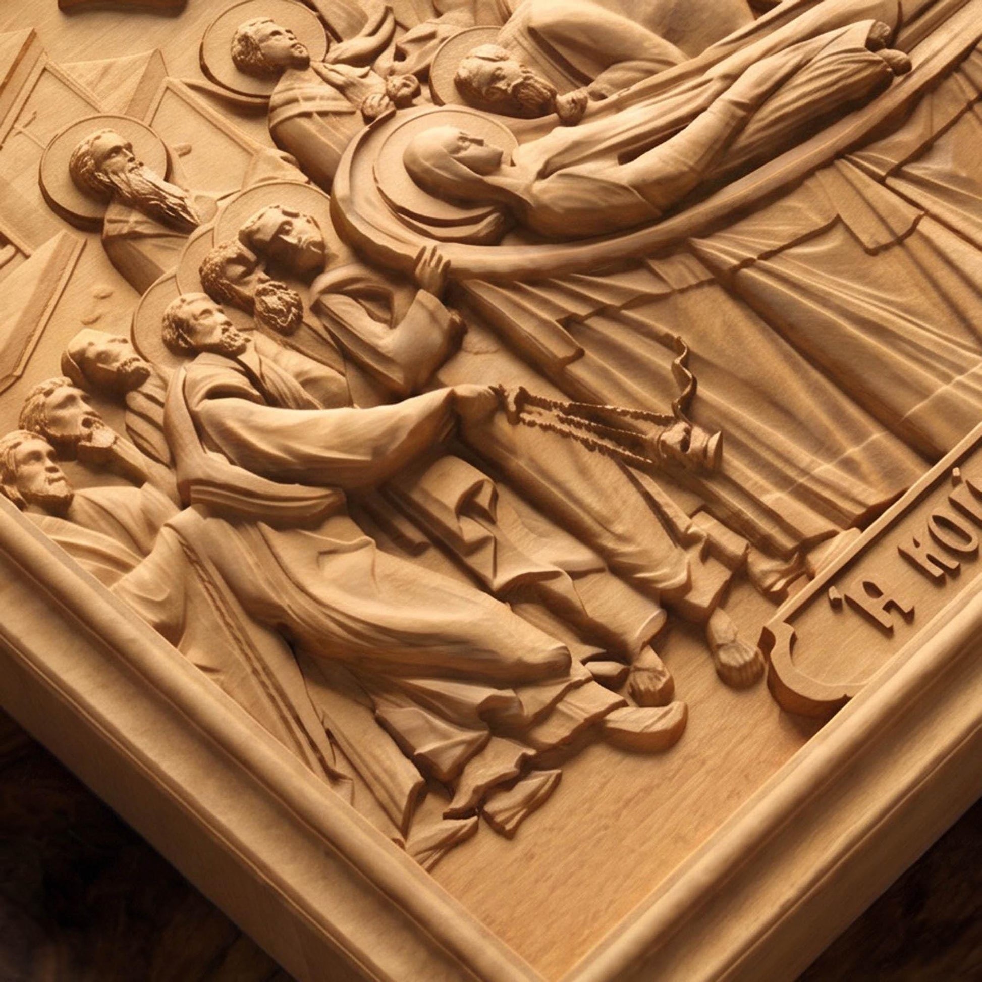 The Dormition of Mother of God Wooden Carved Handmade Christian Icon | Byzantine Greek Orthodox Home Art Decor