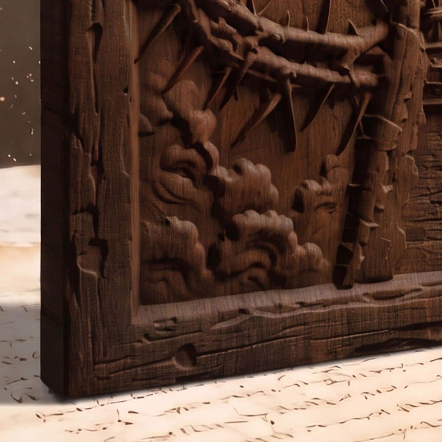 Crown of Jesus Christ Wooden Carved Handmade Christian Icon  Byzantine Greek Orthodox Home Decor Cretan Holy Carvings