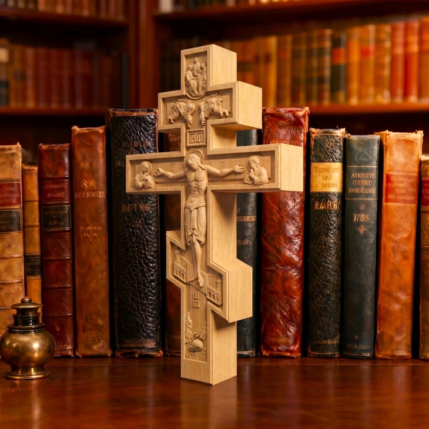 Hand Carved Cross No 1 | Wood Byzantine Greek Christian Wall Art