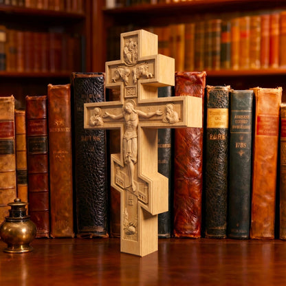 Hand Carved Cross No 1 | Wood Byzantine Greek Christian Wall Art