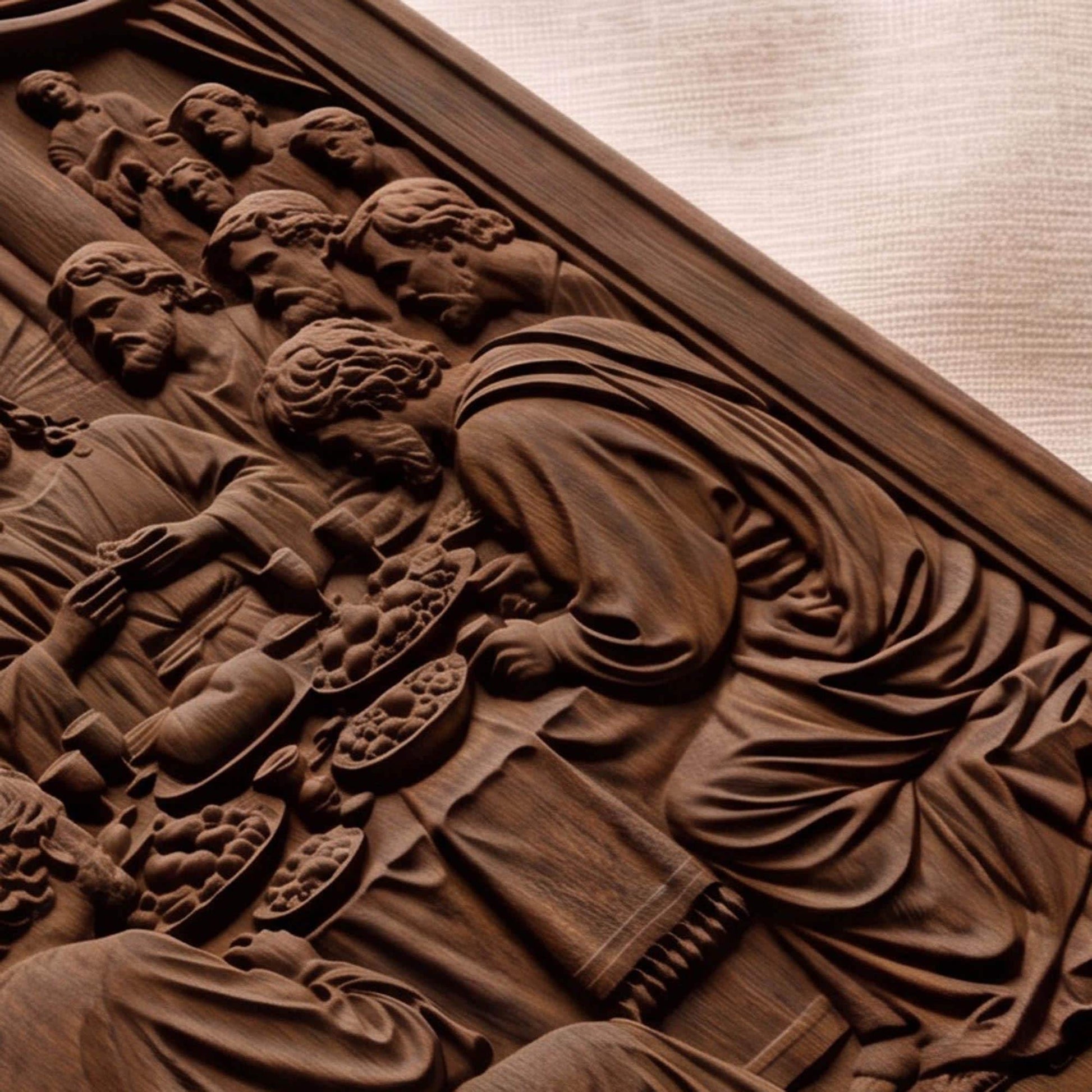The Last Supper 2 Plain Frame Wooden Carved Handmade Christian Icon  Byzantine Greek Orthodox Home Decor Cretan Holy Carvings