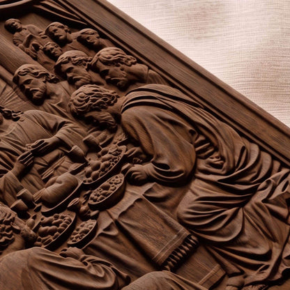 The Last Supper 2 Plain Frame Wooden Carved Handmade Christian Icon  Byzantine Greek Orthodox Home Decor Cretan Holy Carvings