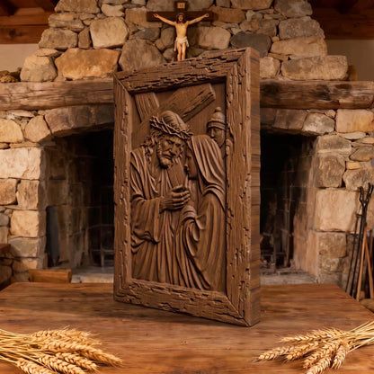 Virgin Mary Supports Jesus Wooden Carved Handmade Christian Icon  Byzantine Greek Orthodox Home Decor Cretan Holy Carvings