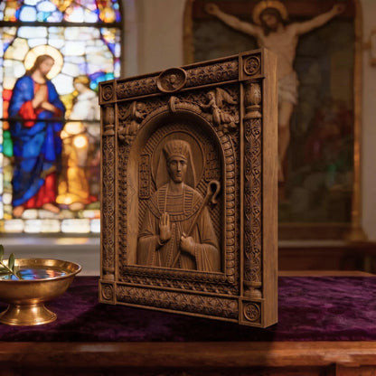 Patriarch Joseph Wooden Carved Handmade Christian Icon | Byzantine Greek Orthodox Home Art Decor