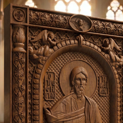 Prophet Isaiah Wooden Carved Handmade Christian Icon | Byzantine Greek Orthodox Home Art Decor