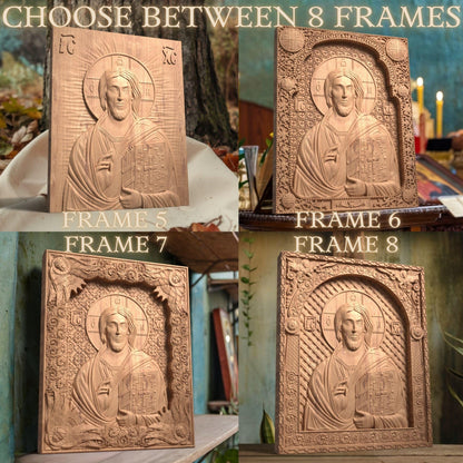 Ιησούς Χριστός Παντοκράτωρ του Σινά Ξυλόγλυπτη Εικόνα.