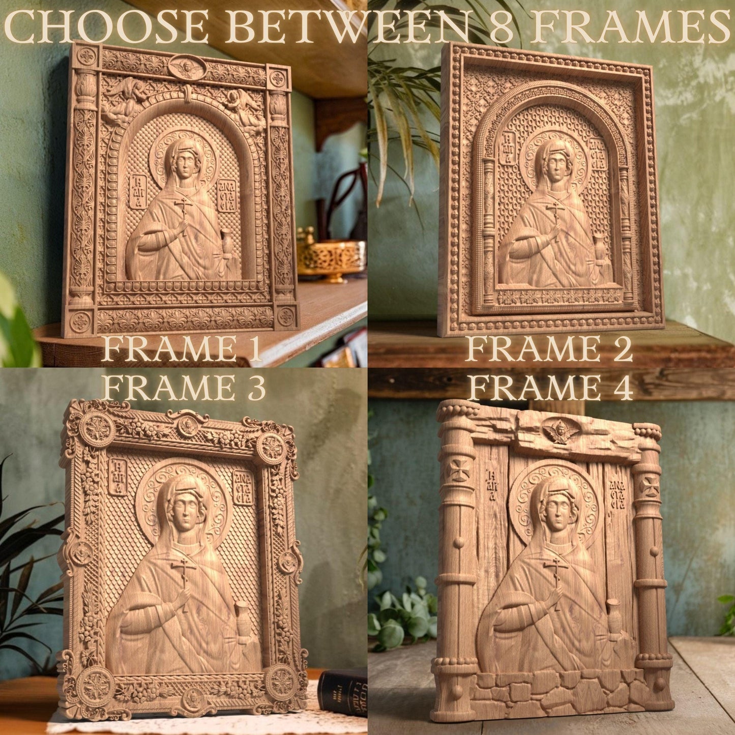 Saint Anastasia Wooden Carved Handmade Christian Icon. Byzantine Greek Orthodox Home Art Decor.