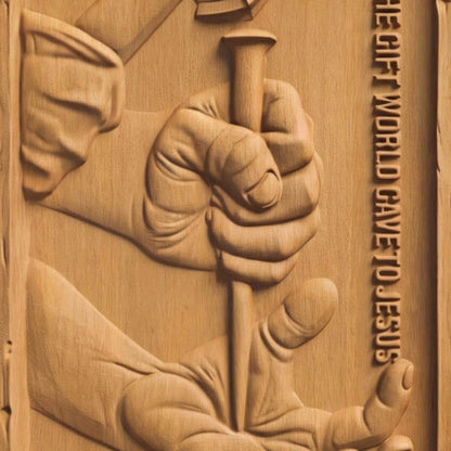 Jesus Christ - The Gift World Gave to Jesus Wooden Carved Handmade Christian Icon  Byzantine Greek Orthodox Home Decor Cretan Holy Carvings