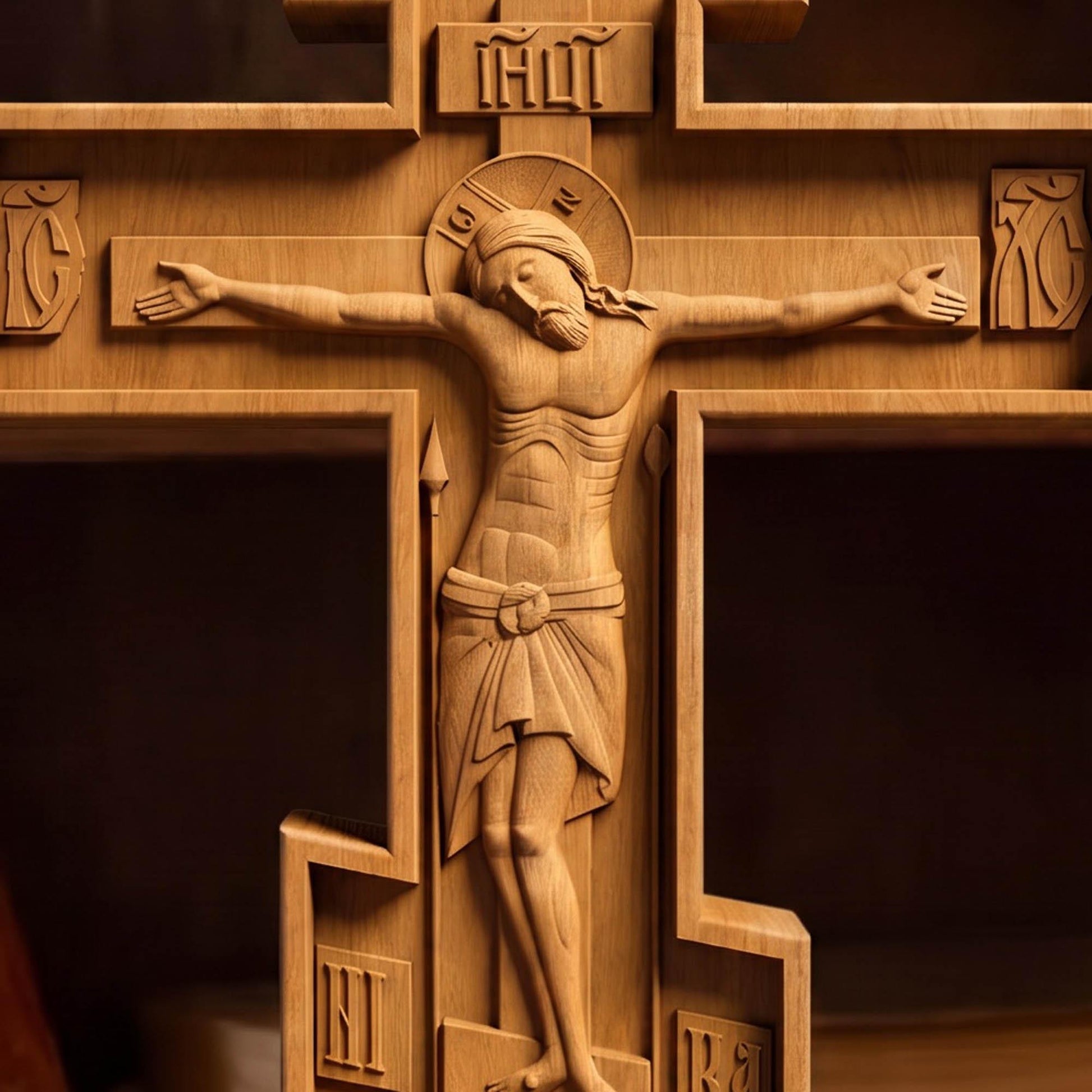 Hand Carved Cross No 9 | Wood Byzantine Greek Christian Wall Art Cretan Holy Carvings