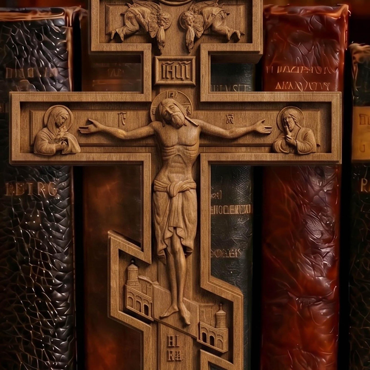 Hand Carved Cross No 1 | Wood Byzantine Greek Christian Wall Art