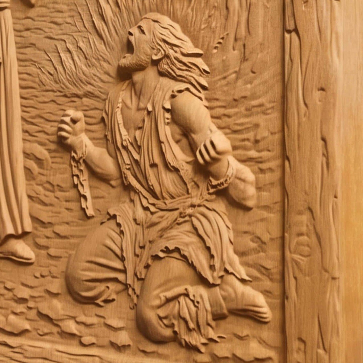 Jesus Heals the Demon-Possessed Man Wooden Carved Handmade Christian Icon  Byzantine Greek Orthodox Home Decor Cretan Holy Carvings