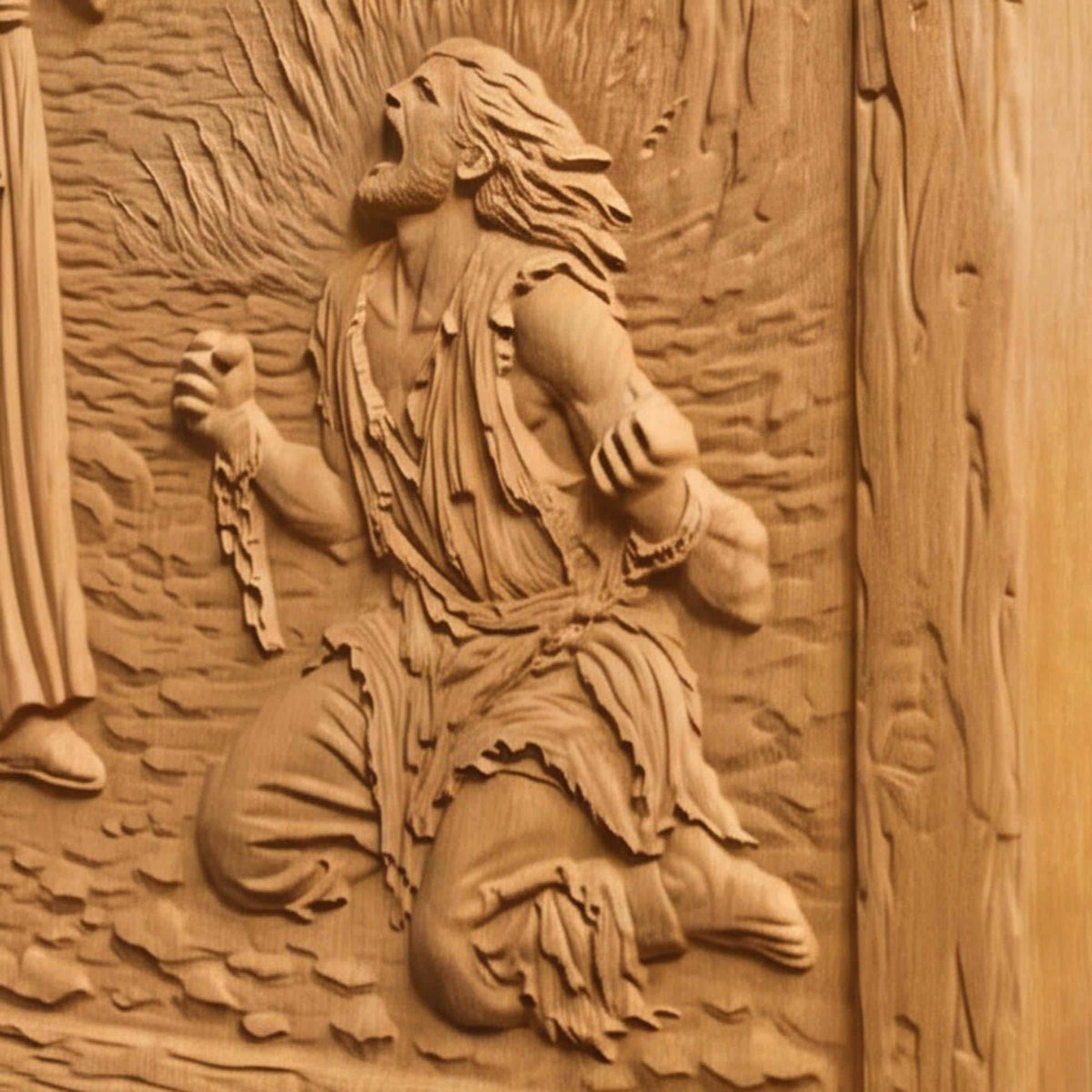 Jesus Heals the Demon-Possessed Man Wooden Carved Handmade Christian Icon  Byzantine Greek Orthodox Home Decor Cretan Holy Carvings