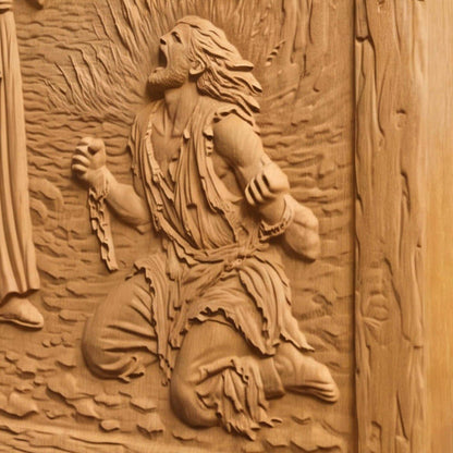 Jesus Heals the Demon-Possessed Man Wooden Carved Handmade Christian Icon  Byzantine Greek Orthodox Home Decor Cretan Holy Carvings