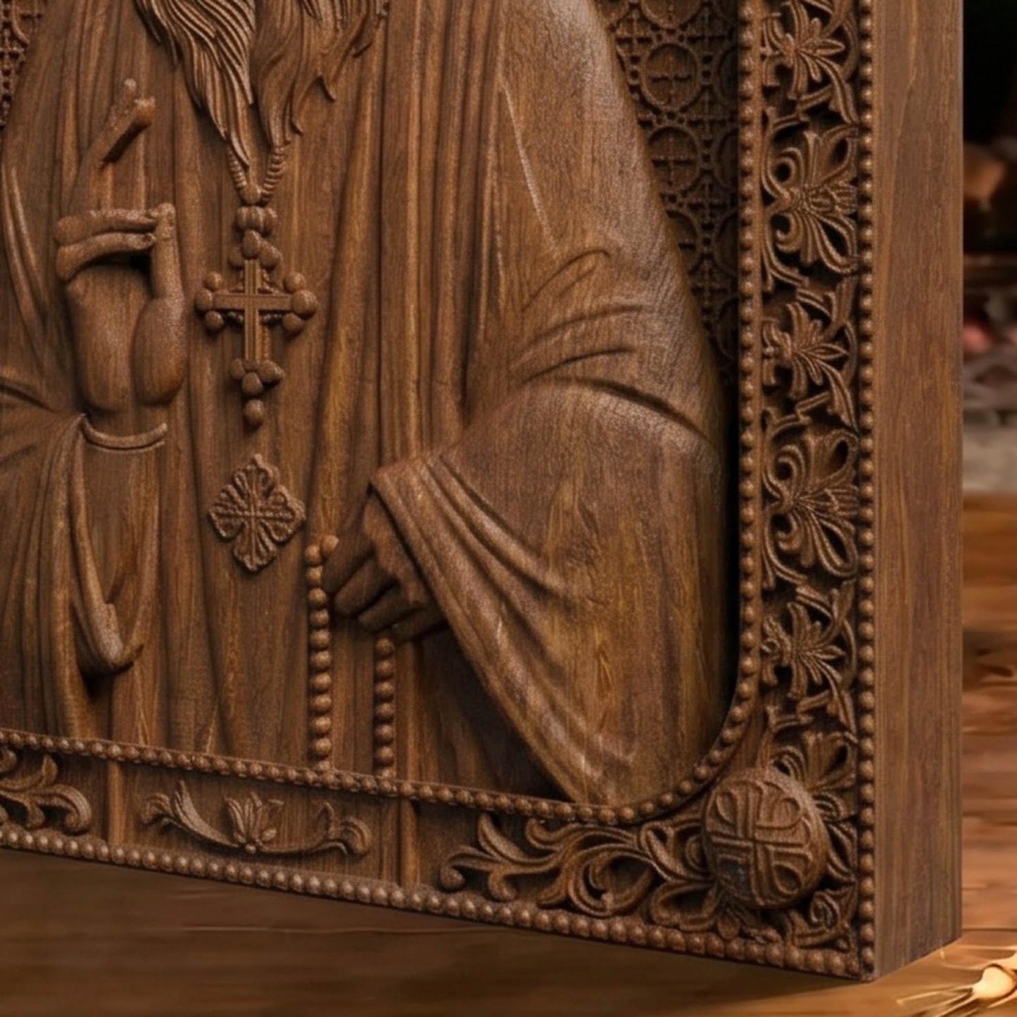 Saint Porphyrios of Kavsokalyvia Wooden Carved Handmade Christian Icon | Byzantine Greek Orthodox Home Art Decor