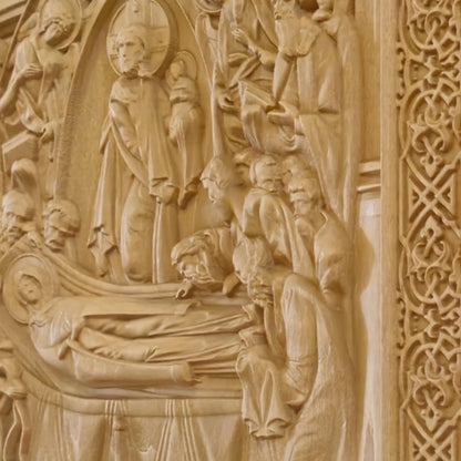 Κοίμηση της Θεοτόκου Ξυλόγλυπτη Εικόνα.
