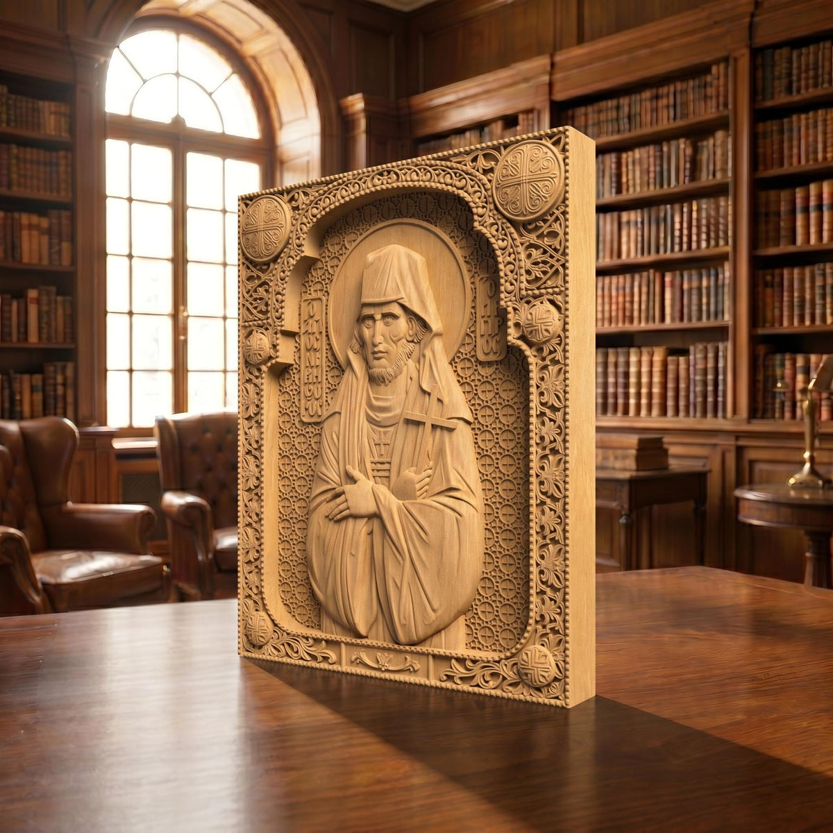 Saint Nikephoros the Leper Patron of Infectious Diseases Wooden Carved Handmade Christian Icon | Byzantine Greek Orthodox Home Art Decor