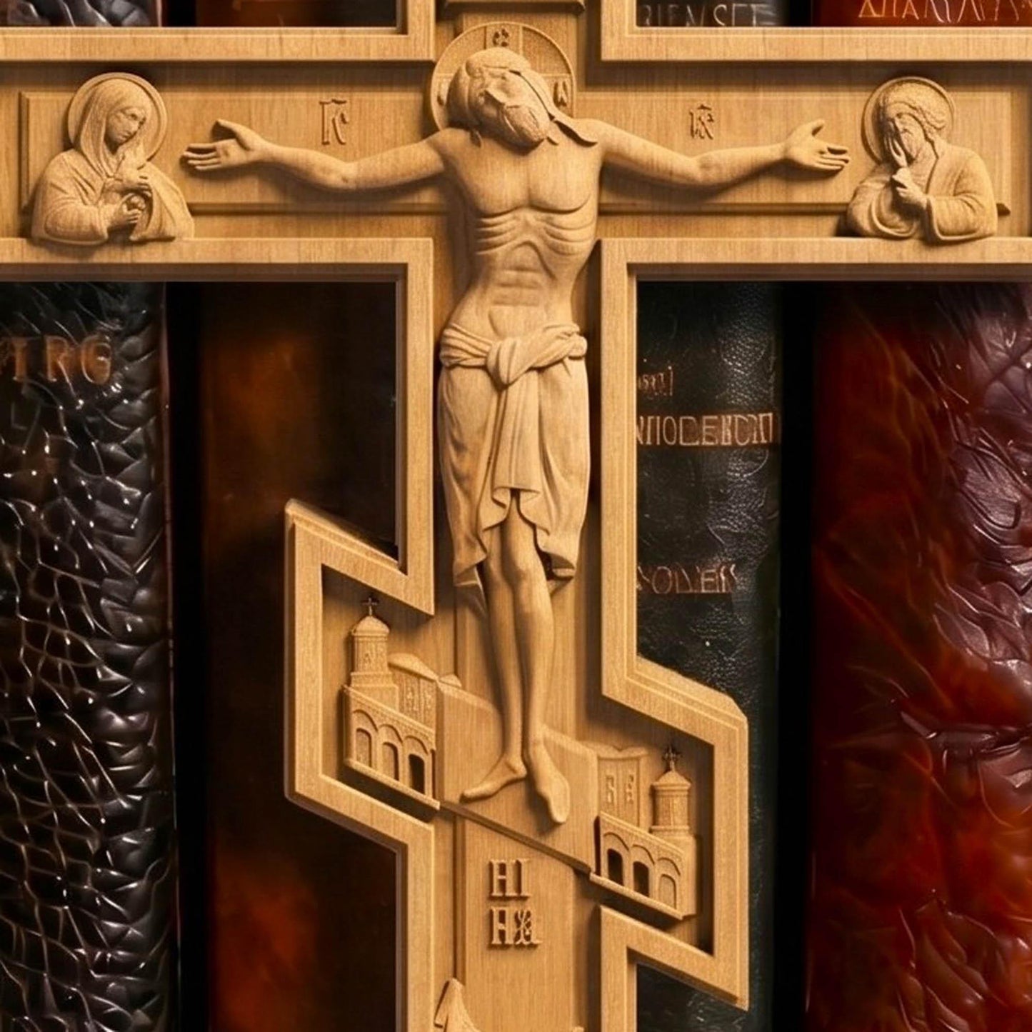 Hand Carved Cross No 1 | Wood Byzantine Greek Christian Wall Art