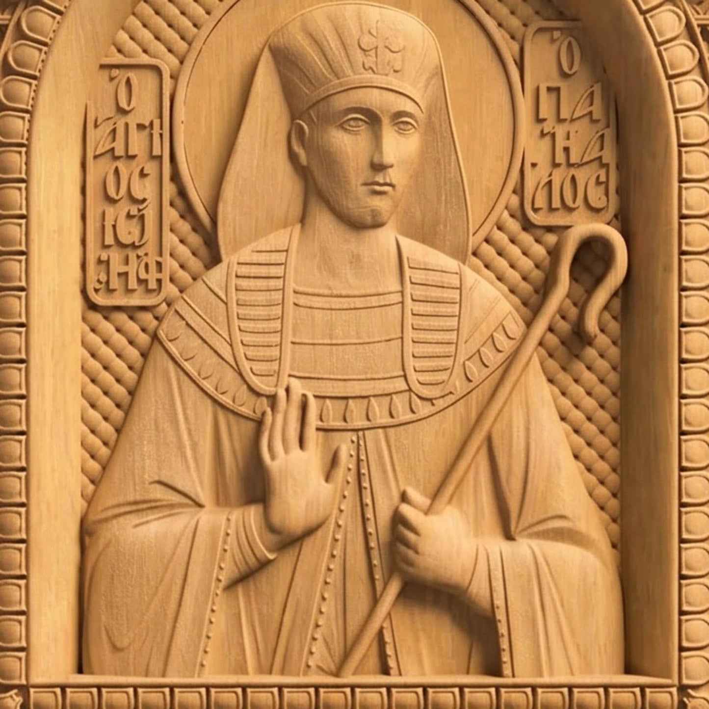 Patriarch Joseph Wooden Carved Handmade Christian Icon | Byzantine Greek Orthodox Home Art Decor