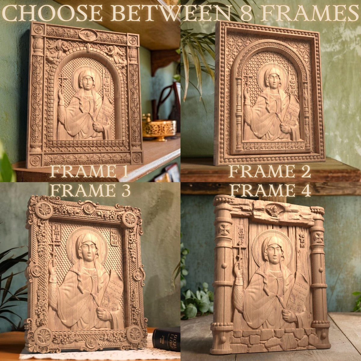 Saint Fotini Wooden Carved Handmade Christian Icon. Byzantine Greek Orthodox Home Art Decor.