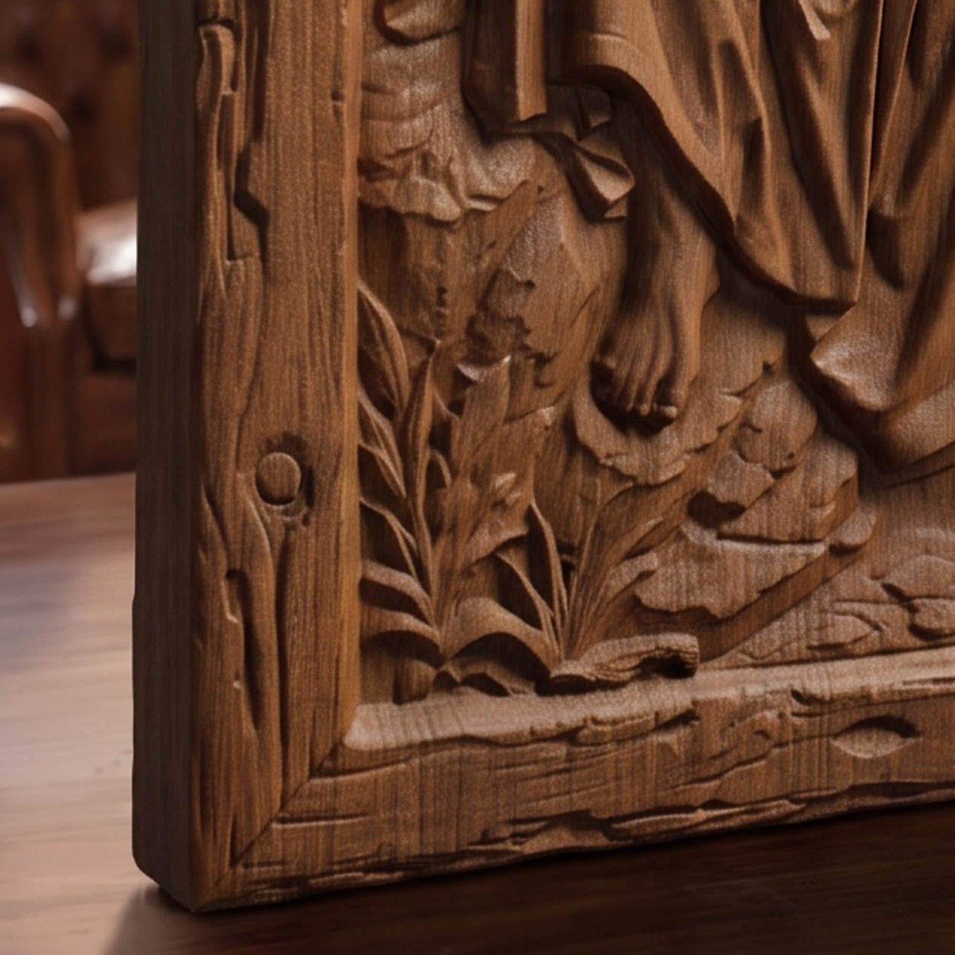 Jesus Christ Protecting Us Against the Wolves Wooden Carved Handmade Christian Icon  Byzantine Greek Orthodox Home Decor Cretan Holy Carvings
