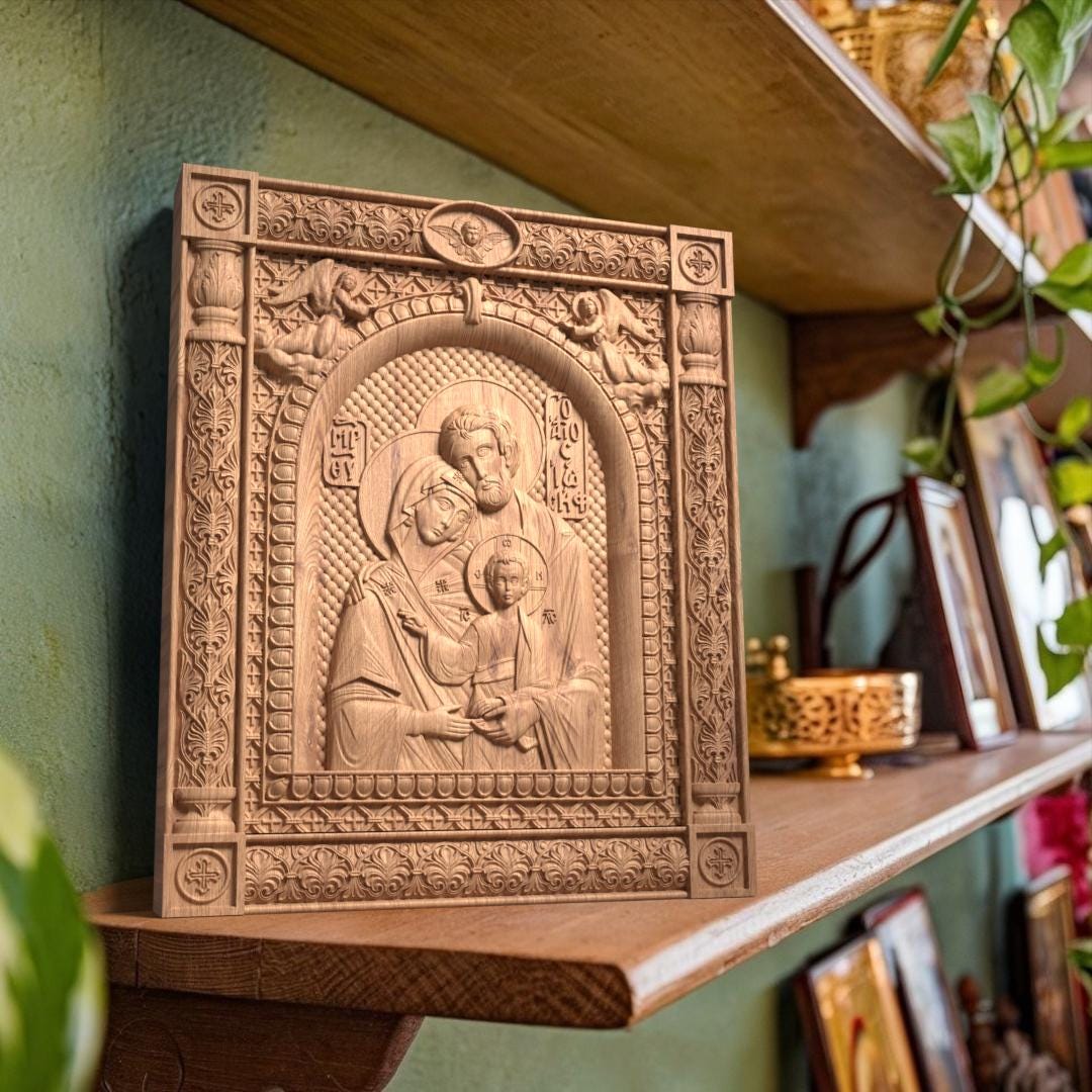 Αγία Οικογένεια Ξυλόγλυπτη Εικόνα.