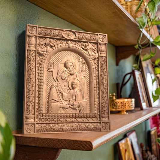 Αγία Οικογένεια Ξυλόγλυπτη Εικόνα.