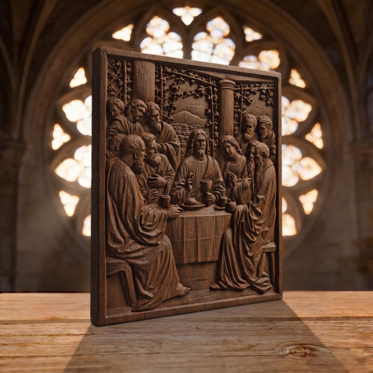 The Last Supper 3 Simple Frame Wooden Carved Handmade Christian Icon  Byzantine Greek Orthodox Home Decor Cretan Holy Carvings