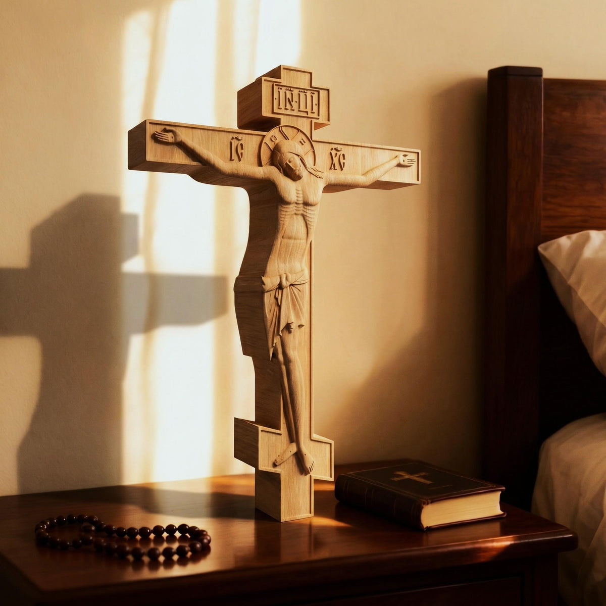 Hand Carved Cross No 4 | Wood Byzantine Greek Christian Wall Art Cretan Holy Carvings