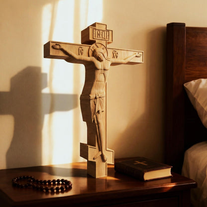 Hand Carved Cross No 4 | Wood Byzantine Greek Christian Wall Art Cretan Holy Carvings