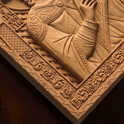 Prophet King David Wooden Carved Handmade Christian Icon | Byzantine Greek Orthodox Home Art Decor
