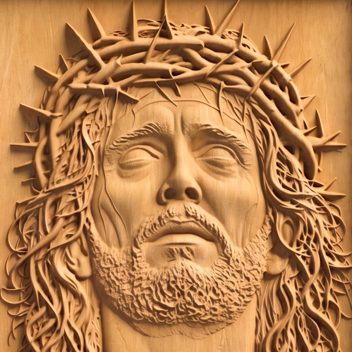 Jesus Christ Looking Up Wooden Carved Handmade Christian Icon  Byzantine Greek Orthodox Home Art Decor Cretan Holy Carvings