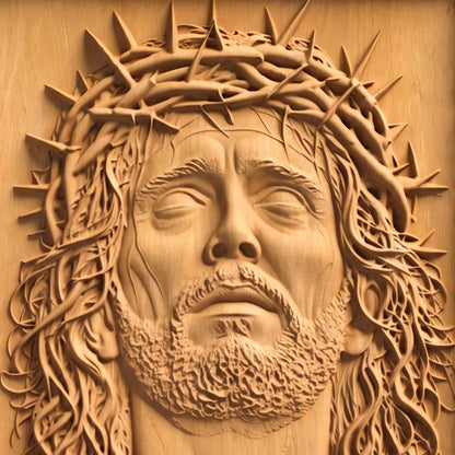 Jesus Christ Looking Up Wooden Carved Handmade Christian Icon  Byzantine Greek Orthodox Home Art Decor Cretan Holy Carvings