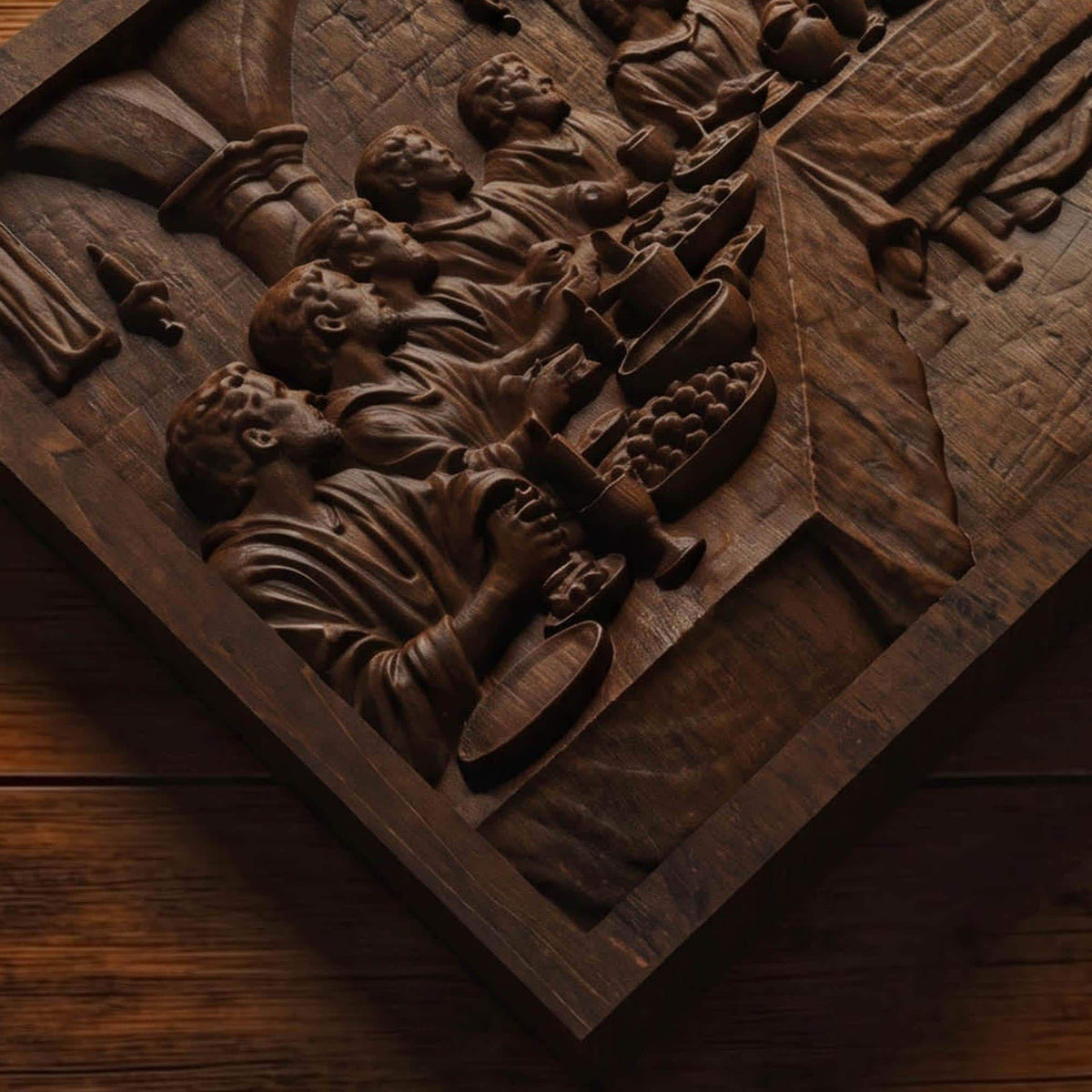 The Last Supper Simple Frame Wooden Carved Handmade Christian Icon  Byzantine Greek Orthodox Home Decor Cretan Holy Carvings