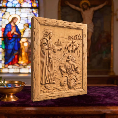 Jesus Heals the Demon-Possessed Man Wooden Carved Handmade Christian Icon  Byzantine Greek Orthodox Home Decor Cretan Holy Carvings