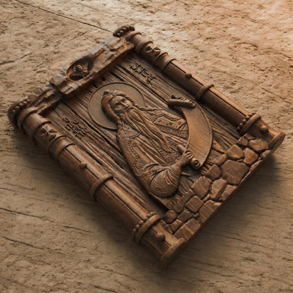 Prophet Zechariah Wooden Carved Handmade Christian Icon Patron Saint of Speech Difficulties Flat Side Brown Oak Cretan Holy Carvings