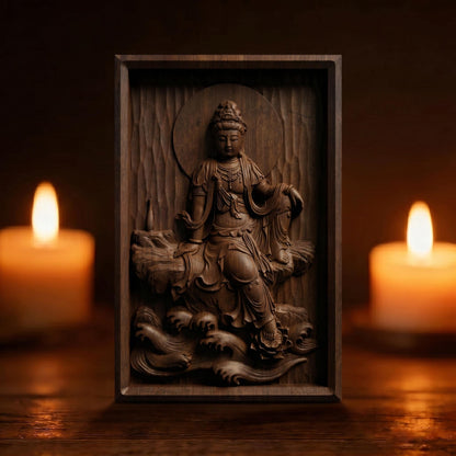 Asian Entity No 16 Wooden Bas Relief | Wood Panel Art | Sculptural Gift Idea