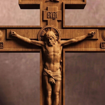 Hand Carved Cross No 6 | Wood Byzantine Greek Christian Wall Art Cretan Holy Carvings
