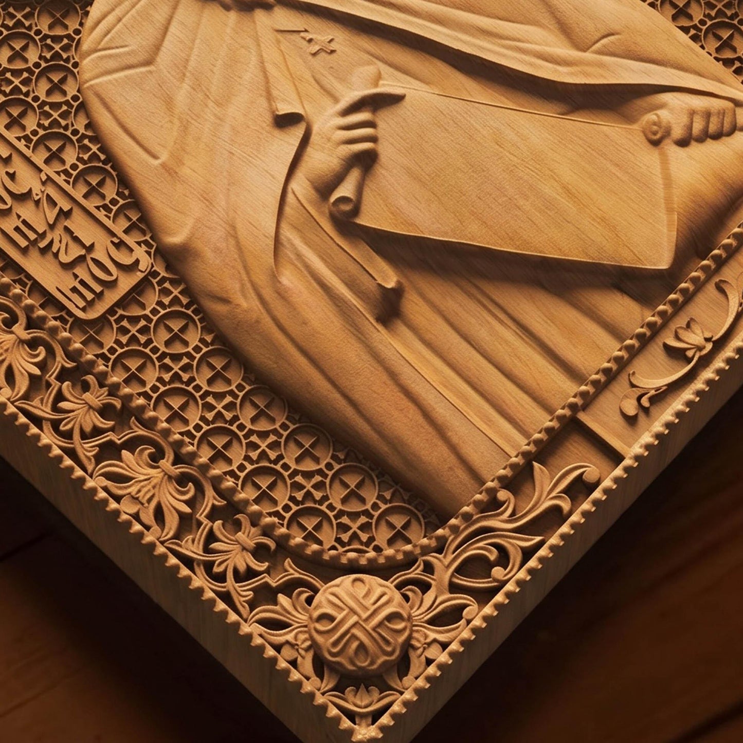 Saint Gregory the Confessor Wooden Carved Handmade Christian Icon | Byzantine Greek Orthodox Home Art Decor