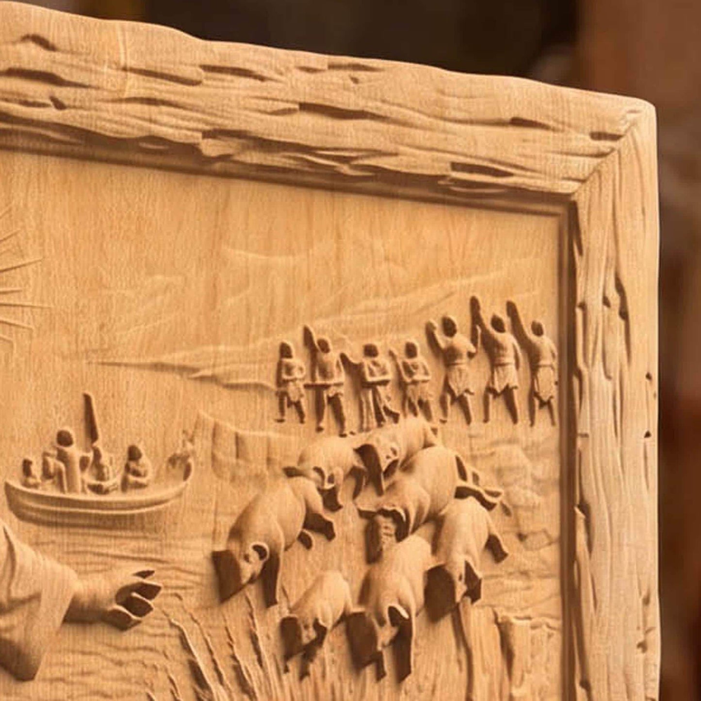 Jesus Heals the Demon-Possessed Man Wooden Carved Handmade Christian Icon  Byzantine Greek Orthodox Home Decor Cretan Holy Carvings