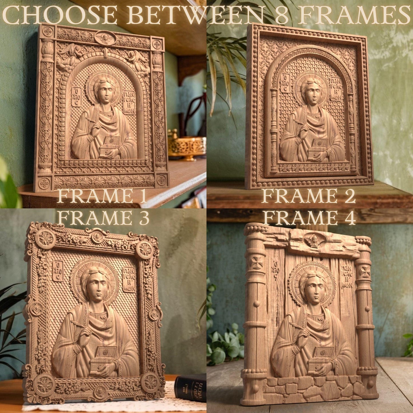 Άγιος Παντελεήμονας Ξυλόγλυπτη Εικόνα.