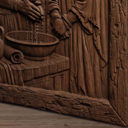 Pilate Washes his Hands of the Blood of Jesus Christ Wooden Carved Handmade Christian Icon  Byzantine Greek Orthodox Home Decor Cretan Holy Carvings