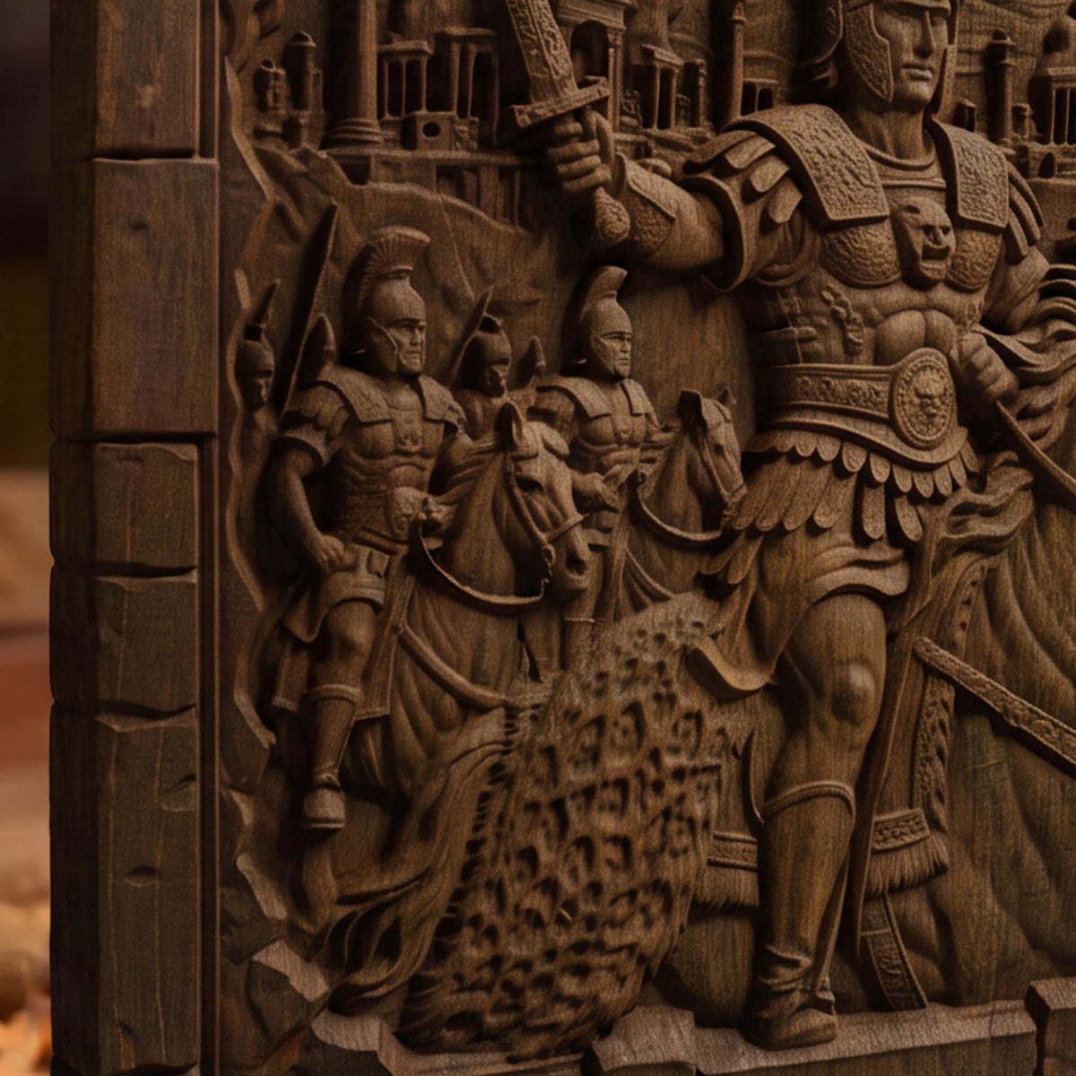 Alexander the Great 3D Wooden Bas Relief Panel Art Sculptural Gift Idea Cretan Holy Carvings