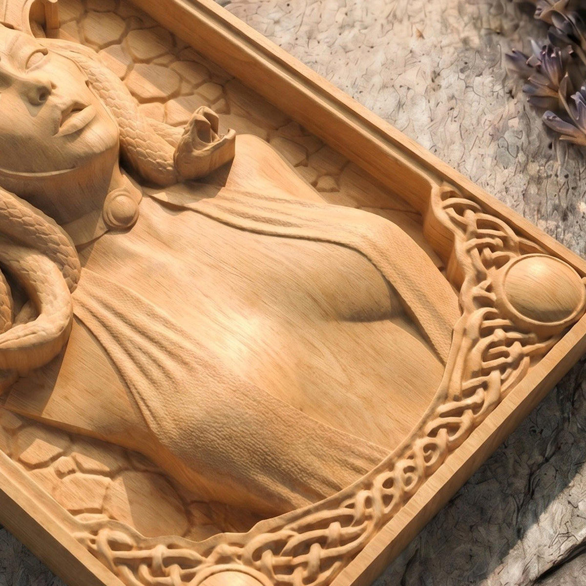 Wooden Medusa Carving | Framed Bas Relief | Sculptural Gift Idea