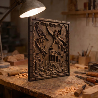 Harpies Ancient Greek Mythology Monsters 3D Wooden Bas Relief Panel Art Sculptural Gift Idea Cretan Holy Carvings