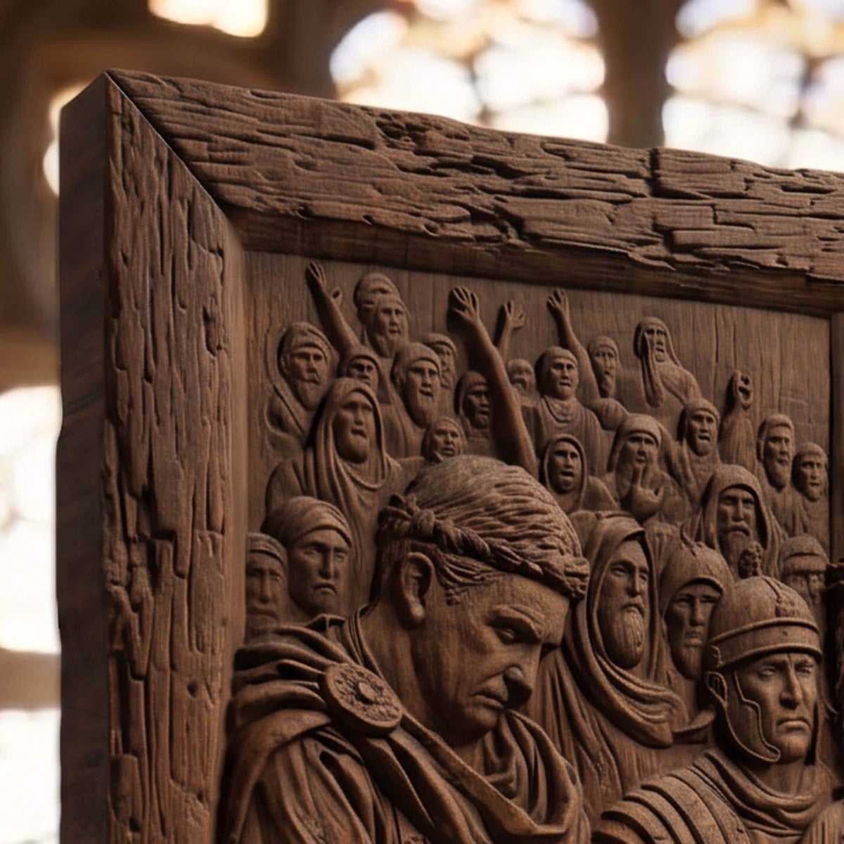 Pilate Washes his Hands of the Blood of Jesus Christ Wooden Carved Handmade Christian Icon  Byzantine Greek Orthodox Home Decor Cretan Holy Carvings